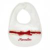 Picture of PRE ORDER Monnalisa Bebe Girls Rosebud & Lace Ruffle Babygrow With Hat & Bib Set X 3 - Ivory Red