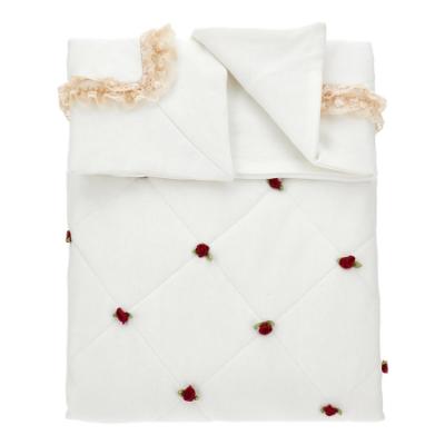 Picture of PRE ORDER Monnalisa Bebe Girls Rosebud & Lace Blanket - Ivory Red