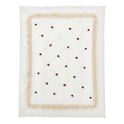Picture of PRE ORDER Monnalisa Bebe Girls Rosebud & Lace Blanket - Ivory Red