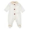 Picture of PRE ORDER Monnalisa Bebe Girls Rosebud & Lace Collar Babygrow - Ivory Red