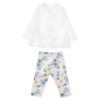 Picture of PRE ORDER Monnalisa Bebe Girls Bear House Top & Leggings Set X 2 - Ivory Blue