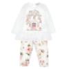 Picture of Monnalisa Bebe Girls Bear House Top & Leggings Set X 2 - Ivory Pink