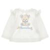 Picture of PRE ORDER Monnalisa Bebe Girls Bear Ruffle Top & Skirt Set X 2 - Ivory Blue