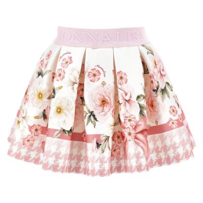 Picture of Monnalisa Bebe Girls Bear Ruffle Top & Skirt Set X 2 - Ivory Pink