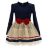Picture of PRE ORDER Monnalisa Girls Dolce Vita Dress - Navy Beige Red
