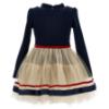 Picture of PRE ORDER Monnalisa Girls Dolce Vita Dress - Navy Beige Red