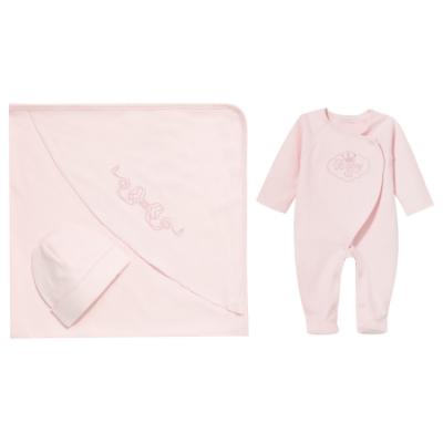 Picture of Sofija Baby Bambini Collection Babygrow Hat & Swaddle Set X 3 - Pink