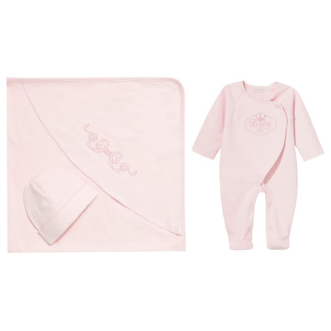 Picture of Sofija Baby Bambini Collection Babygrow Hat & Swaddle Set X 3 - Pink