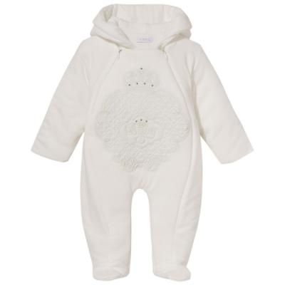 Picture of Sofija Baby Bambini Collection Front Opening Padded Pramsuit - Ivory