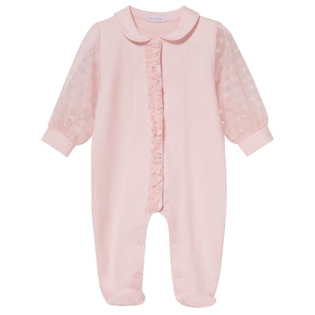 Picture of Sofija Baby Sabrina Collection Heart Tulle Babygrow With Collar - Pink