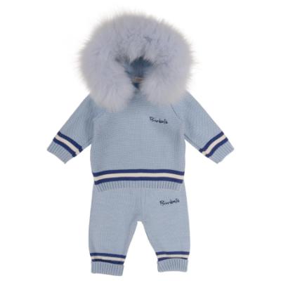 Picture of Bimbalo Baby Boys Knitted set with Detachable Trim - Pale Blue Navy