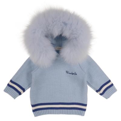 Picture of Bimbalo Baby Boys Knitted set with Detachable Trim - Pale Blue Navy
