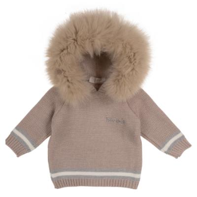 Picture of Bimbalo Baby Boys Knitted set with Detachable Trim - Beige Grey Ivory