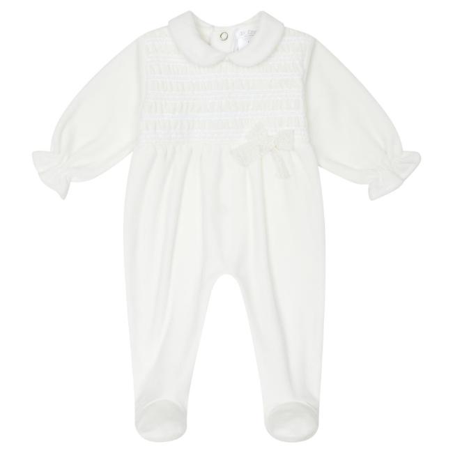 Picture of Deolinda Baby Girls Dream Smocked Sleepsuit & Hat Set X 2 - Ivory
