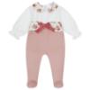 Picture of Deolinda Baby Girls Ella Floral Trim Sleepsuit & Hat Set X 2 - Ivory Dark Pink