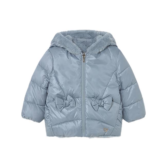 Picture of Mayoral Toddler Girls Winter Reversible Faux Fur Jacket - Blue Bell