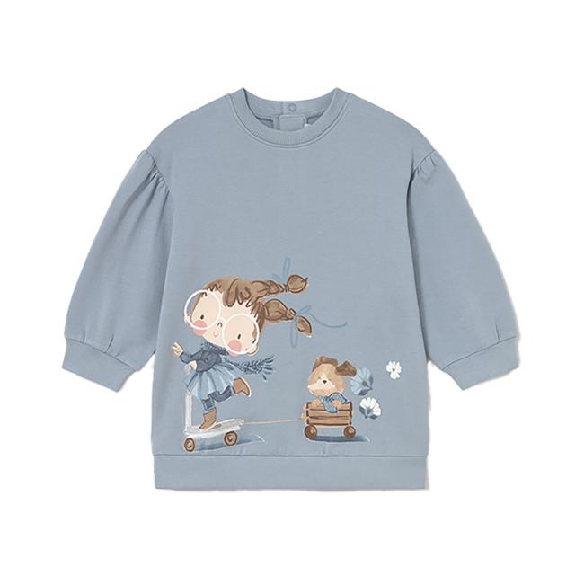 Picture of Mayoral Toddler Girls Winter Fleece Jersey Dress - Blue Opal