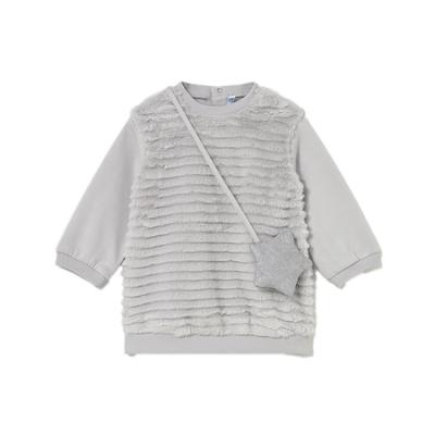 Picture of Mayoral Toddler Girls Winter Faux Fur Dress With Bag Set X 2 - Pearl Grey