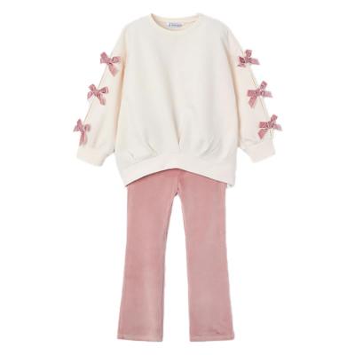 Picture of Mayoral Girls Winter Bow Detail Sweater & Leggings Set X 2 - Make-up Pink