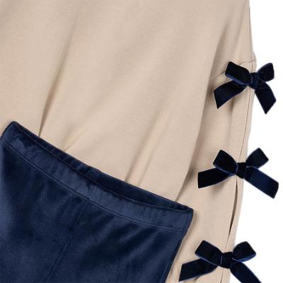 Picture of Mayoral Girls Winter Bow Detail Sweater & Leggings Set X 2 - Navy Blue