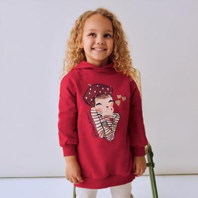 Picture of Mayoral Girls Winter Frenchie Love Hooded Tunic - Winter Red