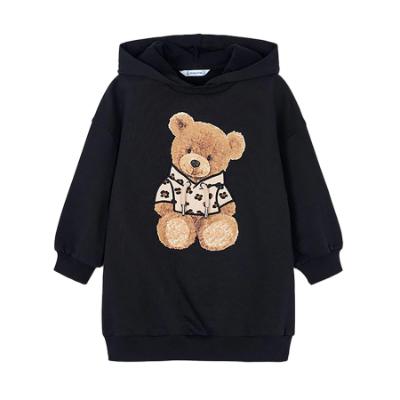 Picture of Mayoral Girls Winter Teddy Bear Hooded Tunic - Black Beige