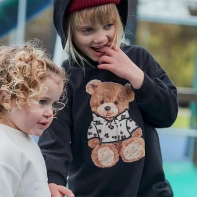 Picture of Mayoral Girls Winter Teddy Bear Hooded Tunic - Black Beige