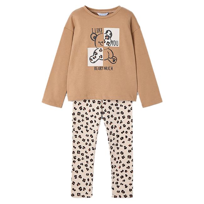 Picture of Mayoral Girls Winter I Like You Top & Legging Set X 2 - Beige Black