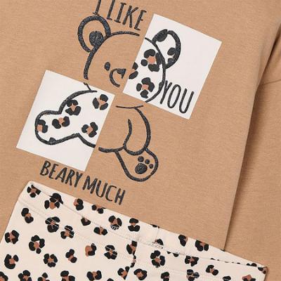 Picture of Mayoral Girls Winter I Like You Top & Legging Set X 2 - Beige Black