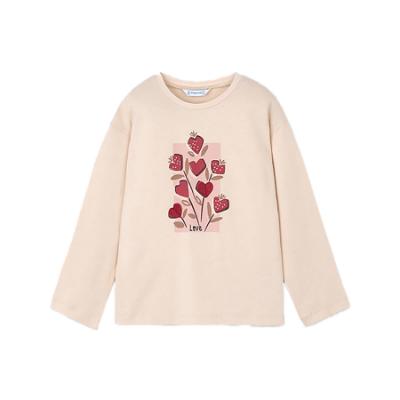 Picture of Mayoral Girls Winter Strawberry Love Hearts Top & Legging Set X 2 - Beige Red