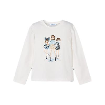 Picture of Mayoral Girls Winter Top & Velvet Bow Shorts Set X 2 - Ivory Navy Blue