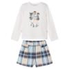 Picture of Mayoral Girls Winter Top & Check Shorts Set X 2 - Ivory Navy Blue