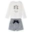 Picture of Mayoral Girls Winter Top & Velvet Bow Shorts Set X 2 - Ivory Navy Blue