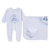 Picture of Sofija Baby Asim Collection Babygrow With Collar Hat & Swaddle Set X 3 - Blue