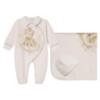Picture of Sofija Baby Asim Collection Front Opening Babygrow  Hat & Swaddle Set X 3 - Ivory