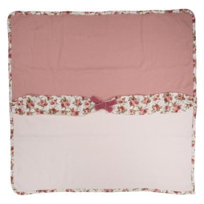 Picture of Deolinda Baby Girls Ella Floral Band & Bow Velour Blanket - Ivory Dark Pink