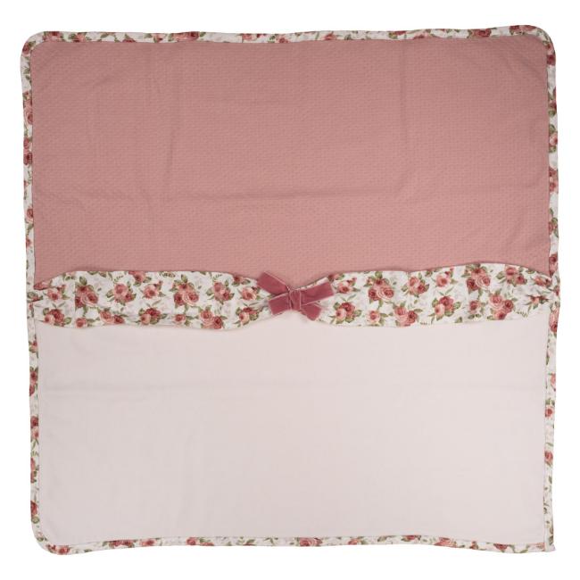 Picture of Deolinda Baby Girls Ella Floral Band & Bow Velour Blanket - Ivory Dark Pink