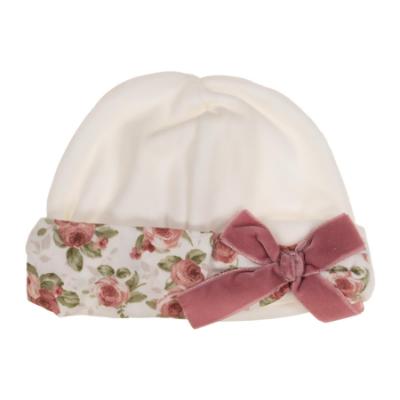 Picture of Deolinda Baby Girls Ella Floral Trim Sleepsuit & Hat Set X 2 - Ivory Dark Pink