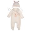 Picture of Jamiks Kids Baby Girls Eugenie Ballerina Babygrow Hat Swaddle Bib Velour Set X 4 - Ivory Pink