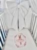 Picture of Jamiks Kids Baby Girls Eugenie Ballerina Babygrow Hat Swaddle Bib Velour Set X 4 - Ivory Pink