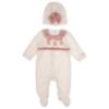 Picture of Jamiks Kids Baby Girls Charlene 3 Bears Babygrow Hat Swaddle Bib Velour Set X 4 - Ivory Pink