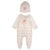 Picture of Jamiks Kids Baby Girls Reese Unicorn Babygrow Hat Swaddle Bib Velour Set X 4 - Ivory Pink