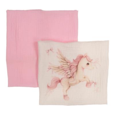 Picture of Jamiks Kids Baby Girls Reece Unicorn Organic Muslin Gift Set X 2 - Ivory Pink
