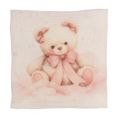 Picture of Jamiks Kids Baby Girls Soeli Teddy Bear Organic Muslin Gift Set X 2 - Ivory Pink