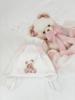 Picture of Jamiks Kids Baby Girls Soeli Teddy Bear Babygrow Hat Swaddle Bib Velour Set X 4 - Ivory Pink