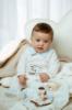 Picture of Jamiks Kids Baby Boys Andretti Rocking Horse  Babygrow Hat Swaddle Bib Velour Set X 4 - Ivory Pale Blue