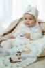 Picture of Jamiks Kids Baby Boys Andretti Rocking Horse  Babygrow Hat Swaddle Bib Velour Set X 4 - Ivory Pale Blue