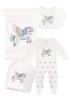 Picture of Jamiks Kids Baby Boys Cruz Flying Pony Babygrow Hat Swaddle Bib Velour Set X 4 - Ivory Pale Blue