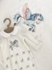Picture of Jamiks Kids Baby Boys Cruz Flying Pony Babygrow Hat Swaddle Bib Velour Set X 4 - Ivory Pale Blue
