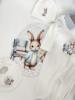Picture of Jamiks Kids Baby Boys Damaso Bunny Babygrow Hat Swaddle Bib Velour Set X 4 - Ivory Pale Blue